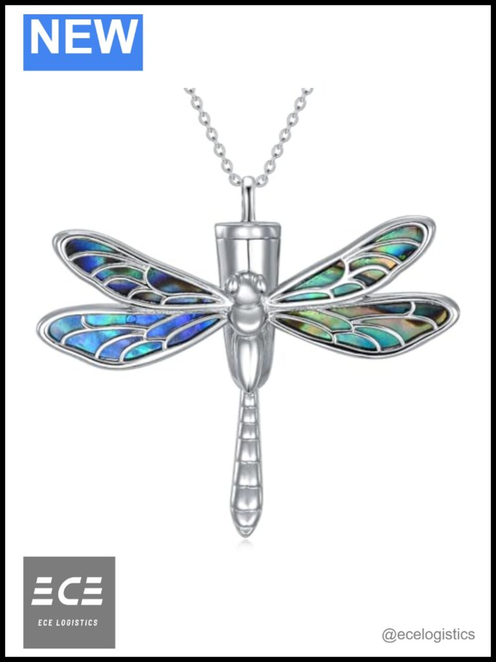 Sterling Silver Dragonfly Urn Necklace Cremation Ashes Pendant Memorial Jewelry